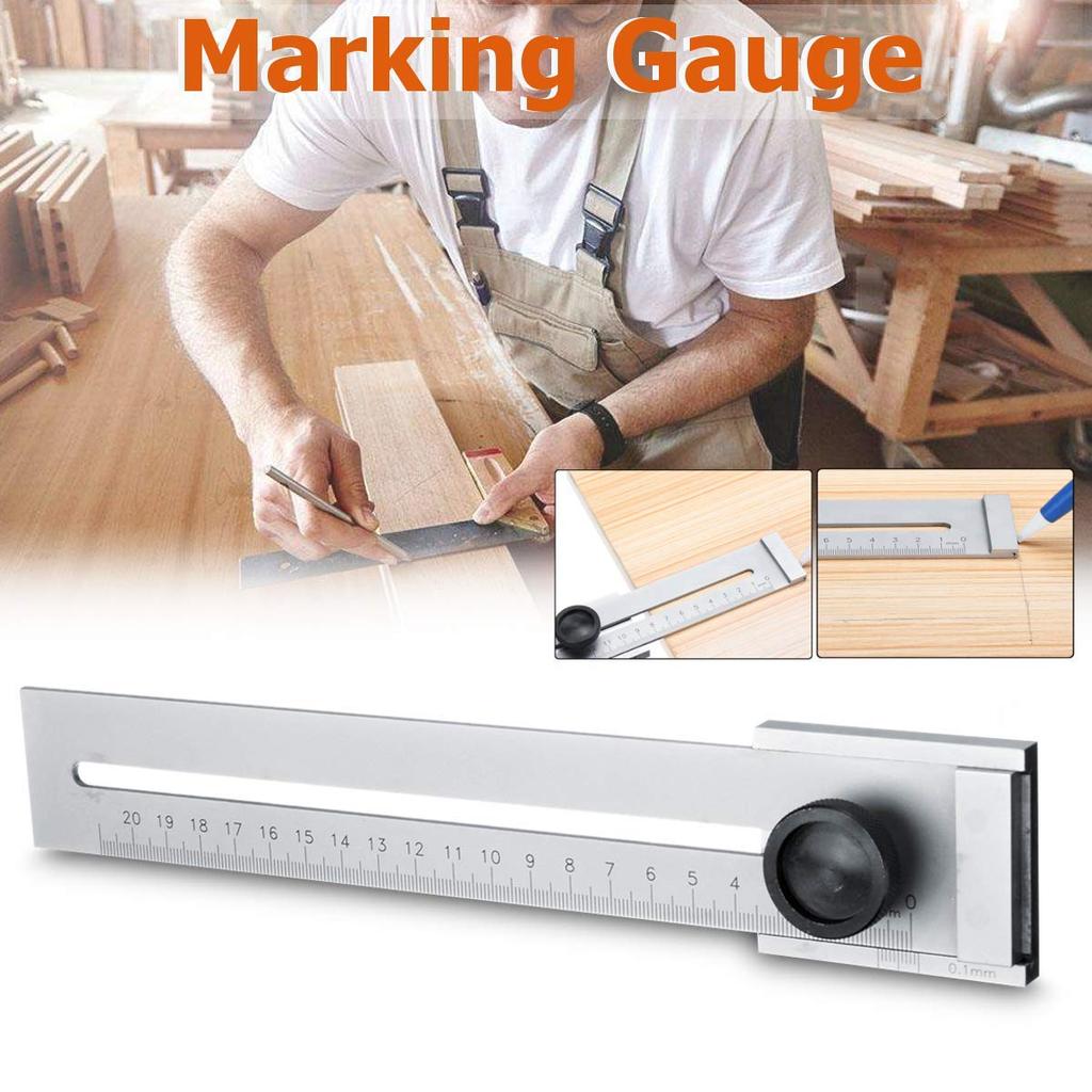 CarAngels Woodworking Ruler, Gauge, Sliding Square, Carpenter's Square for Measuring and Marking, Carbon Steel, Scribing Tool (200mm)