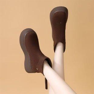 . Muffin thick-soled heightening short boots, autumn and winter casual round-headed women's boots