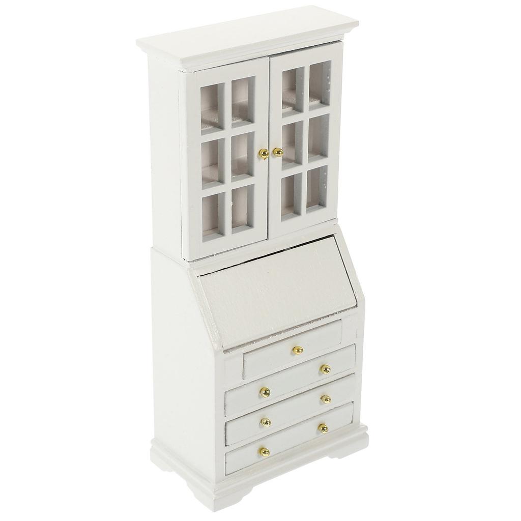 Miniature Cabinet 1:12 Scale Wooden Tiny House Furniture Creative Decoration for Living Room Bedroom Study Micro Scene
