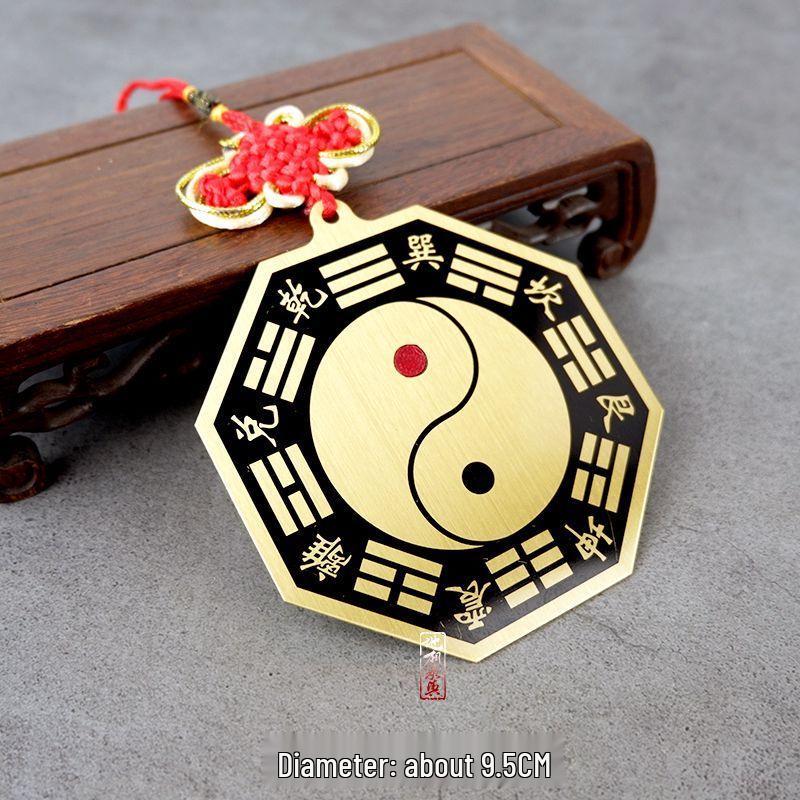 Großer Kupfer-Bagua-Konvexspiegel für Zuhause - Yin-Yang-Tai-Chi-Diagramm-Anhänger für Haustür, Balkon oder Fenster