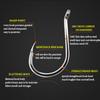Sea Pint Hook Big Long Shank Barbed Fishing Hooks Flattened Sharped Fishhooks Off-set Fishing Hook