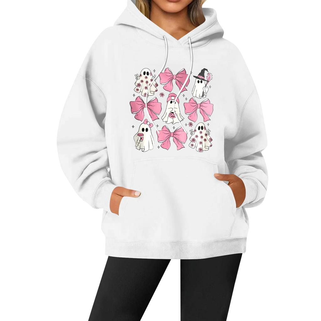 Women's Casual Fashion Solid Color Rugby Print Long Sleeve Hooded Sweatshirt Top