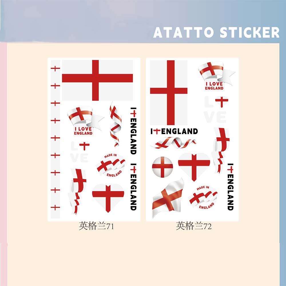 Set of 2 Temporary Tattoos National Flag Decals for Face and Arm, Body Decoration for Football Supporters for Sporting Events