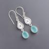Aqua Chalcedony Gemstone 925 Sterling Silver Jewelry Handmade Earrings 1.70" EE-8-14