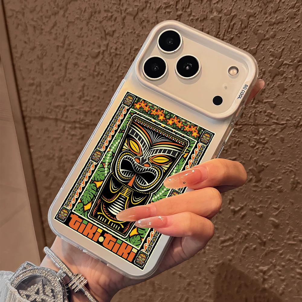 Horro Tribal Tiki Phone Case For iPhone 17 16 15 14 13 12 11 Pro Max Air Matte Laser Aurora Shockproof Funda