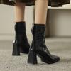 Black Zipper Hand Grab Women's Autumn and Winter Coarse Heel High Heel Boots