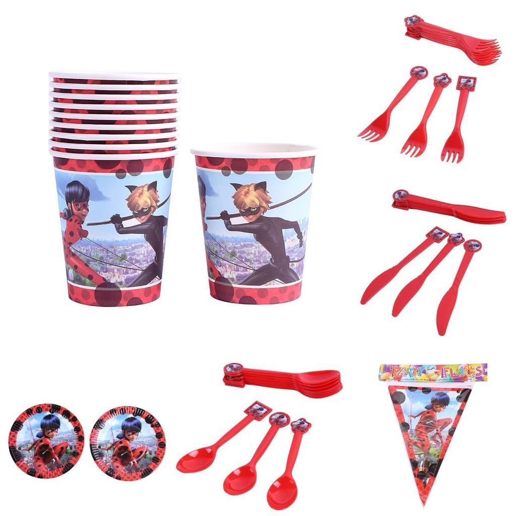 Vibrant Ladybug Girl Themed Party Set For Birthdays Disposable Plates And Cups