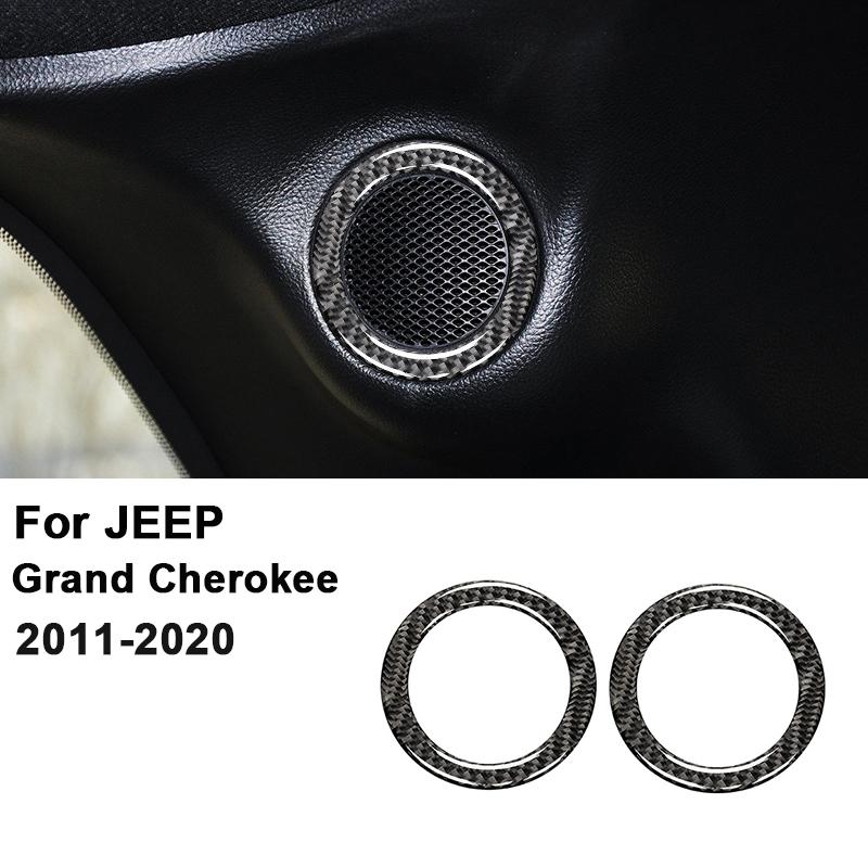 

Для JEEP Grand Cherokee 2011- Декоративна наклейка-рамка кільця аудіодинаміка задніх дверей автомобіля з вуглецевого волокна, Декоративні елементи інтер єру чорний