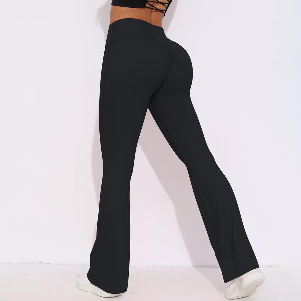 European and American Nude Wide-leg Tight Yoga Pants High Waist Hip Lift Quick-drying Micro-pull Pants Casual Sports Fitness Pants Flared Pants