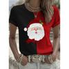 Fashion Women Retro Creative Santa Claus Print T Shirt Funny Casual O-neck Short Sleeves T-shirt Summer Female Tee Shirt Christmas Limited Edition