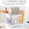 RUNCAN Dish Drainer, 2-Tier Stainless Steel Dish Drainer, Rust-Proof, Automatic Drainage, Automatic Drying, Large Plate Holder, Large Capacity, Easy A