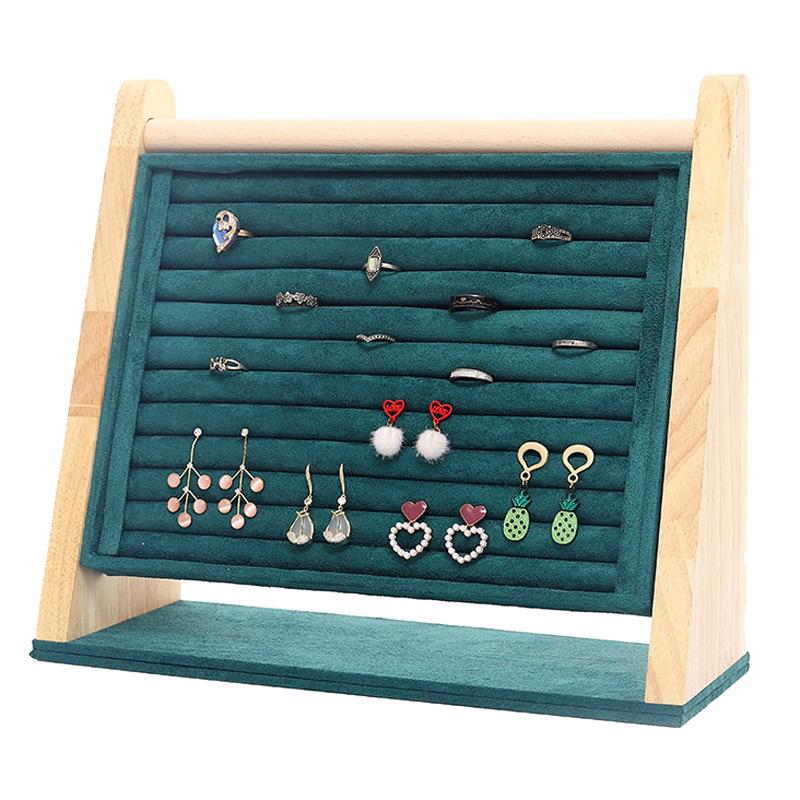 Dark Green Solid Wood Jewelry Stand - Ring  Earring Holder Display зелёный
