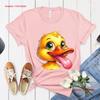 Cartoon Watercolor Duck Face T Shirt Playful Beak Design Artistic Animal Print Top for Unisex and Women Fun Quirky Vintage Washed