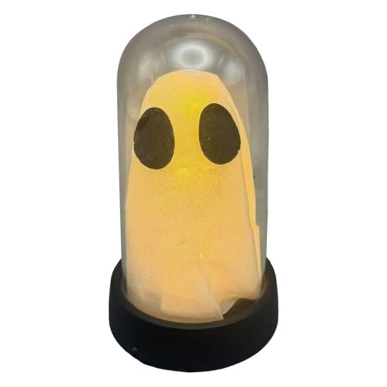 Halloween Ghost Decoration Lighted Ghost in Glass Dome Cloche Cute