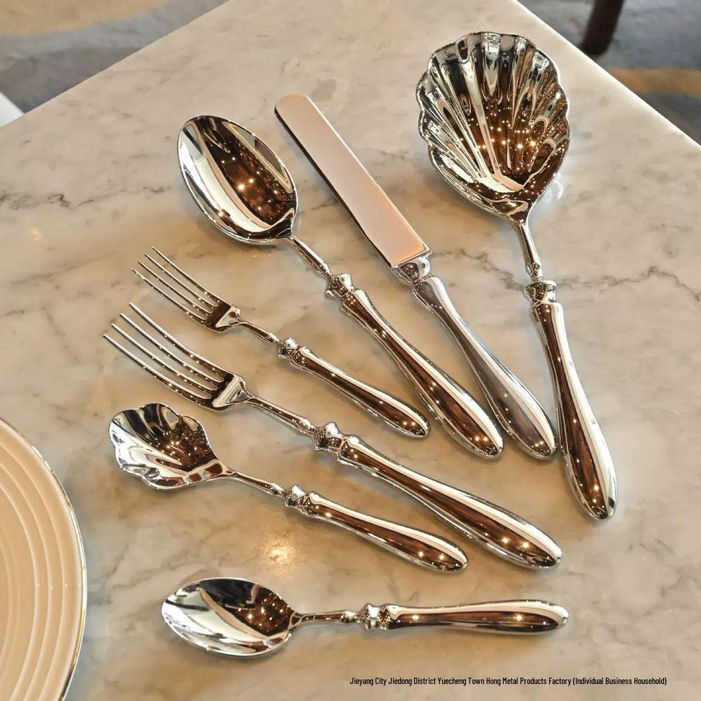 Western Premium 304 Stainless Steel Cutlery Set: Oval Handle Spoon, Fork & Steak Knife