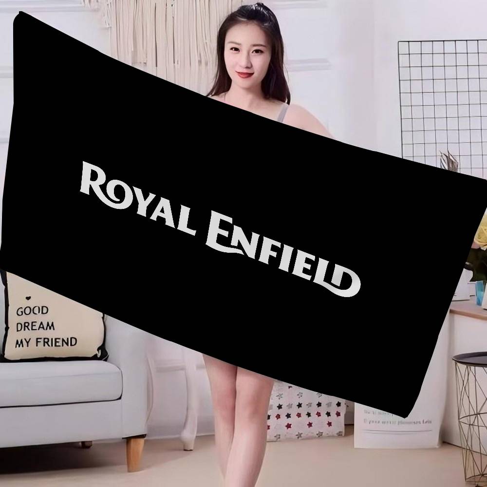 R-ROYALS E-ENFIELDS Logo Asciugamano da Spiaggia in Microfibra Assorbente Asciugatura Rapida Morbido Asciugamano per Yoga Nuoto Resort Alpinismo