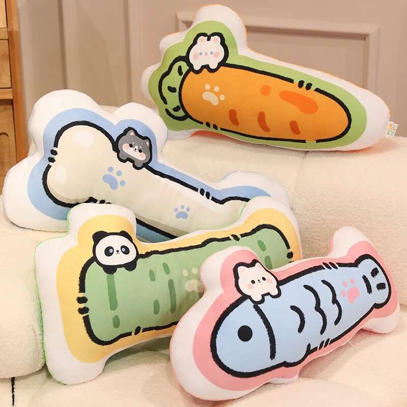 50/60cm Estilo Manga Cenoura Ossos de Bambu Peixe Brinquedo de Pelúcia Bonito Desenho Animado Legume Almofada Bonecas Brinquedos de Pelúcia Macios para Crianças Presente