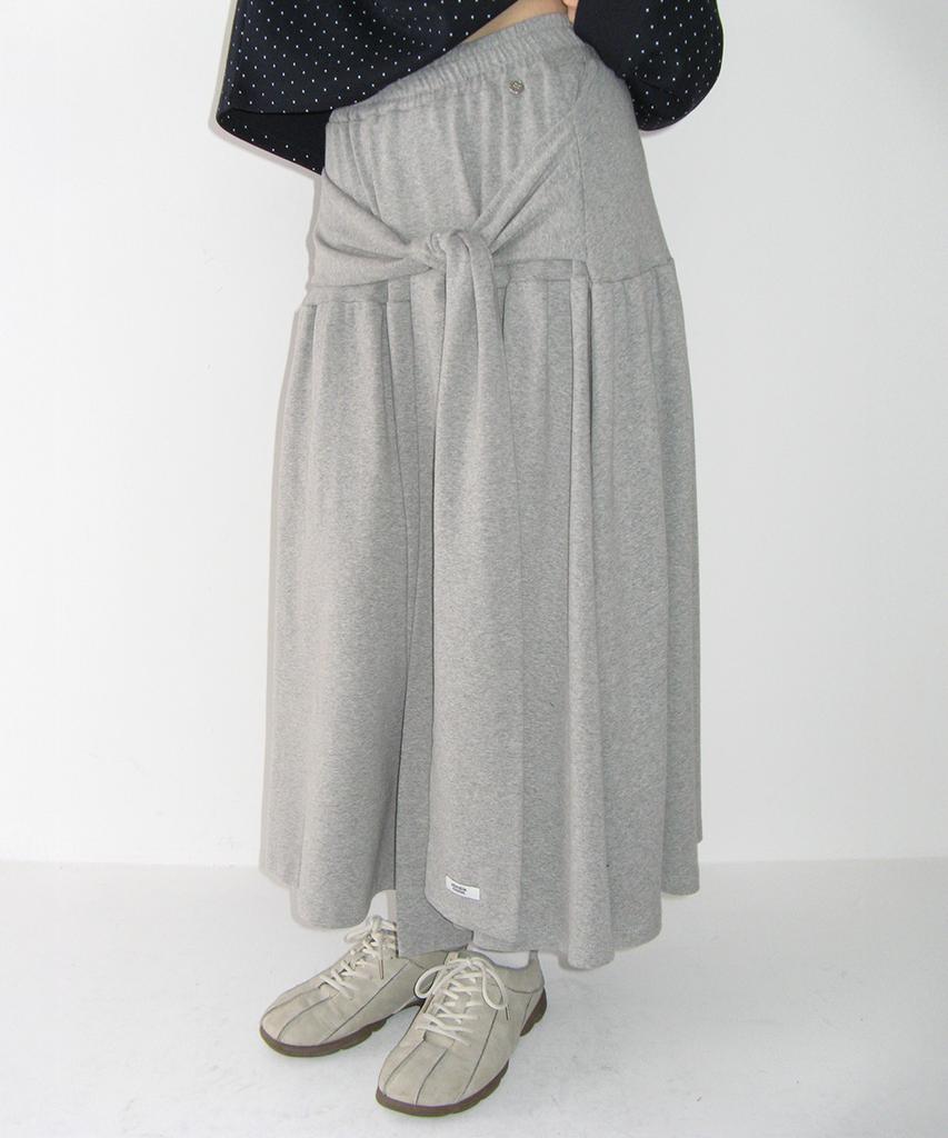 RONRON Strap Knot Long Skirt Gray