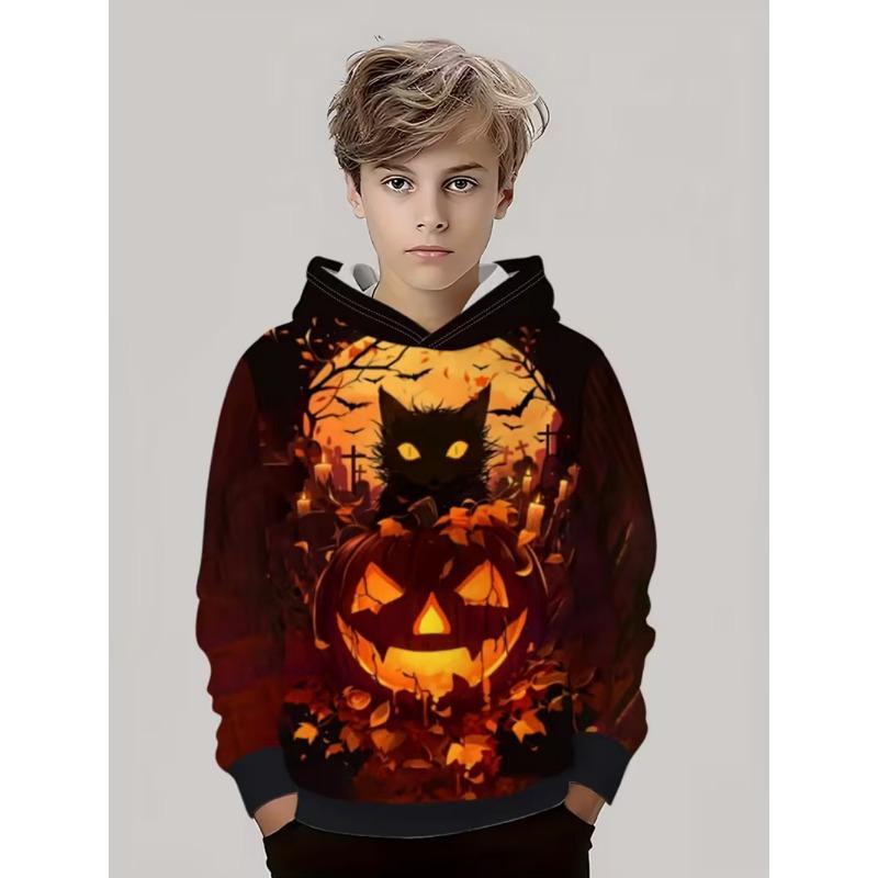 Kids Clothes Jack O' Lantern 3D Print Boys Sweatshirt Halloween Children Top Pumpkin Graphic Hoodies for Boy Children's Clothing