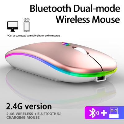 2.4G Bluetooth Mouse RGB Wireless Charging Mouse Luminous Ultra-Thin Silent Mute Mice USB Mause