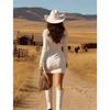 Tassel V-neck Long-sleeved Slim Zipper Dress For Women