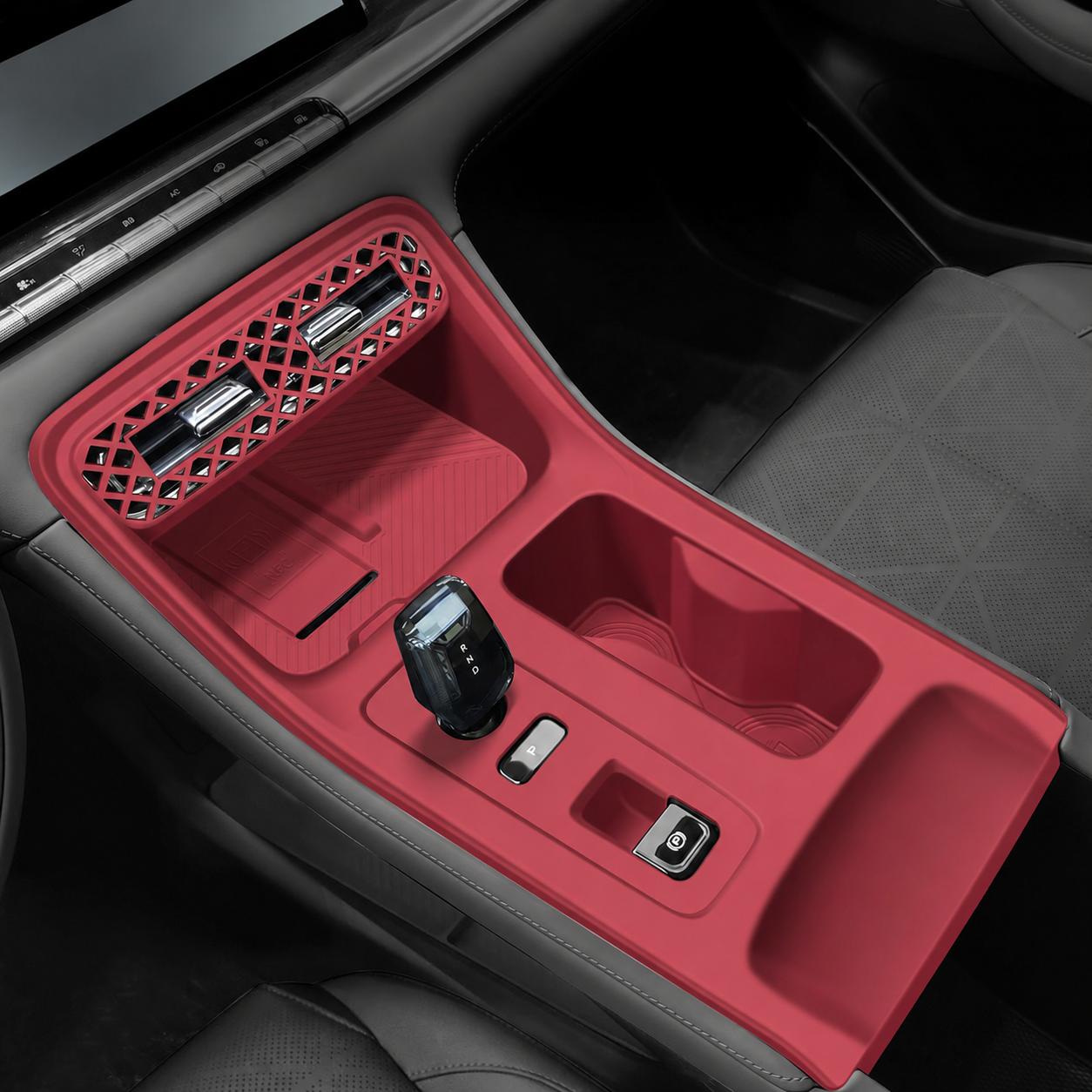 Geely Emgrand Car 5th Interior Accessories Decoration Center Console Silicone Mat Wireless Charging Interior Accessory 30*22 CM красный
