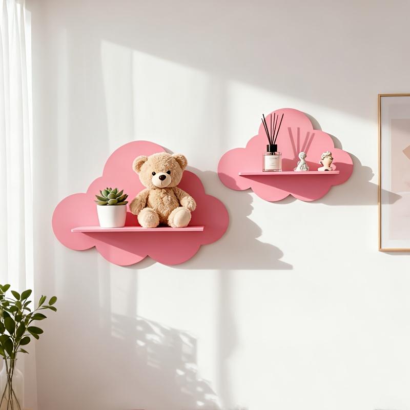 1PC Wind Cloud Wall Rack Wooden Wall Decorative Rack Ins Wind Study Room Living Room Storage Rack Multi-functional Shelf