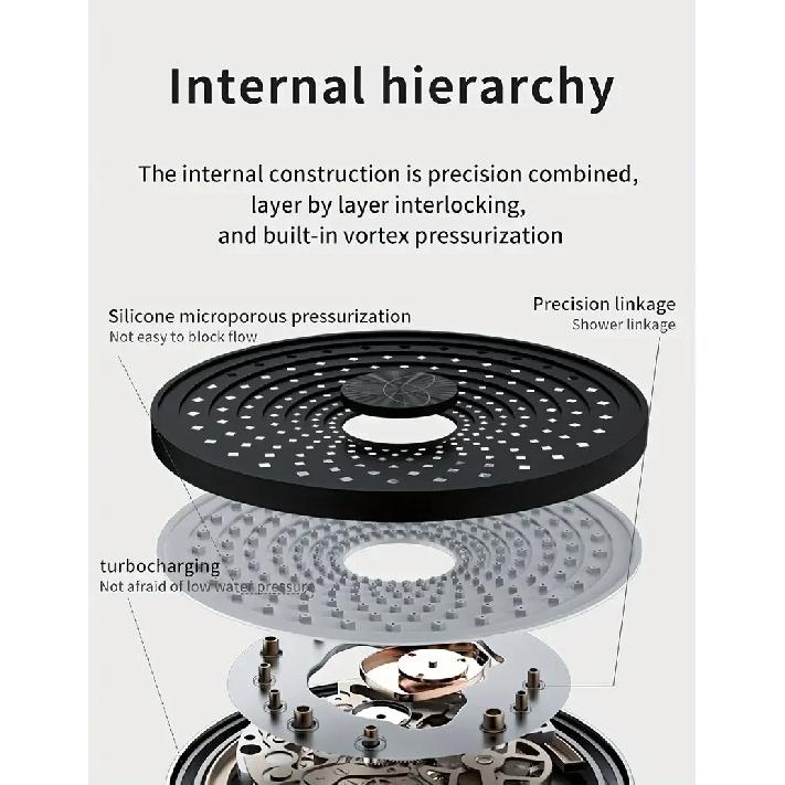 25cm Top Spray Large Water Volume Booster Shower Head Pressurized Single Head Home Bathroom Shower Head Set