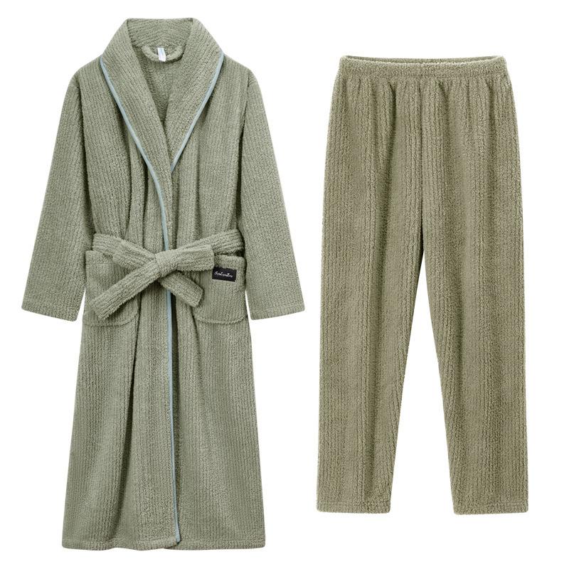Nightgown Women'S Autumn And Winter Coral Fleece Men'S Bathrobe Couple Pajama Set Extended Yukata Thickened Winter