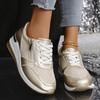 Fashion Plus Size Fashion Wedge Sneakers for Women Gold Silver Platform Sports Shoes Woman Lightweight Breathable Casual Running Shoes