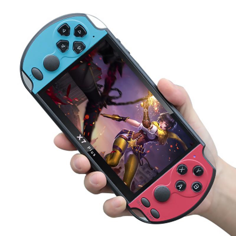X7 Plus 5.1inch Game HD Screen Mini Retro Video Game Console 8GB Double Rocker Game Player Support Handheld Console синий