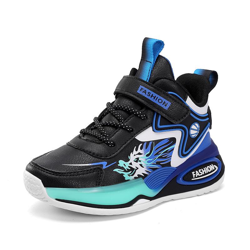 Children's shoes boys basketball shoes 2025 new spring and autumn leather waterproof boys sports shoes boys actual combat sneakers