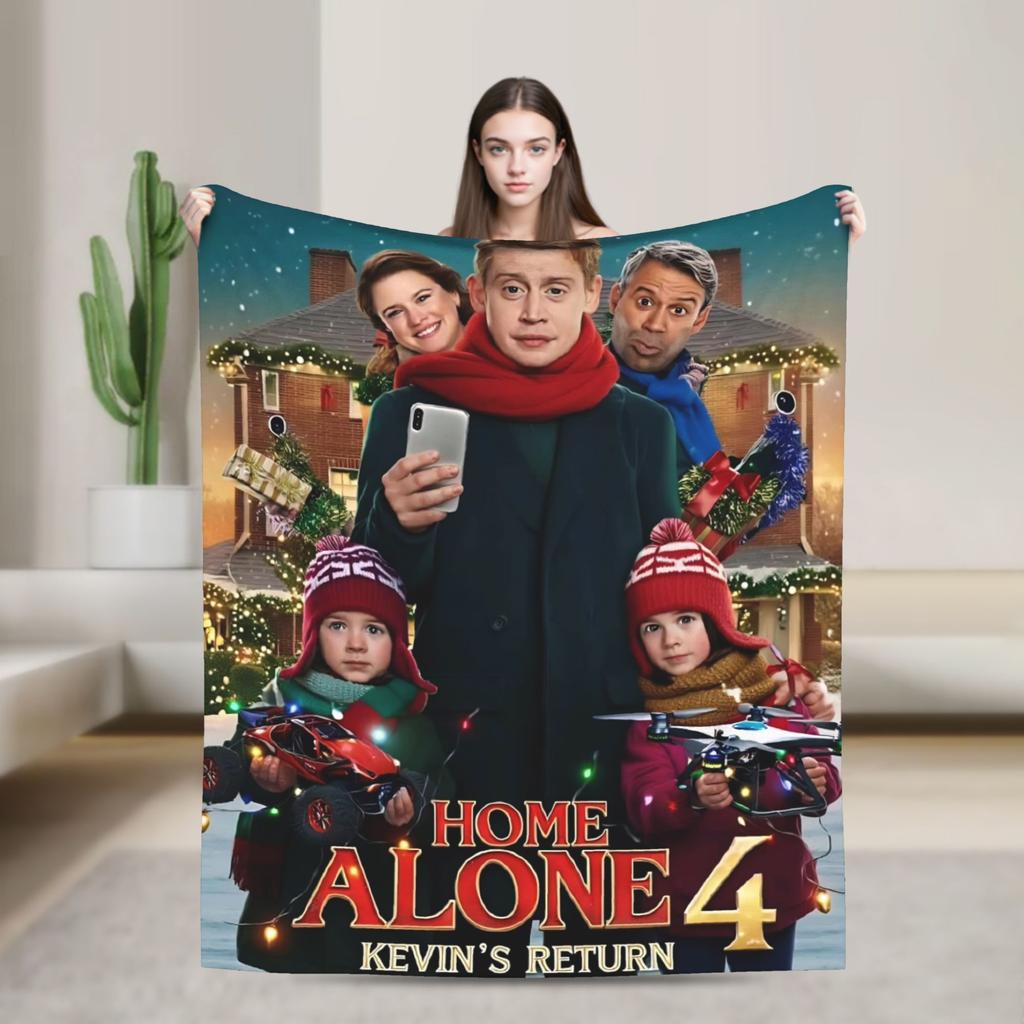 Home Alone Christmas Comedy Film Printed Blanket For Men Women Warm Cozy Fluffy Throw Blankets for Living Room Multi-size