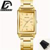 Square Men's Watch Steel Strap Business Gold Hands Men's Quartz Watch, Men's Gifts
