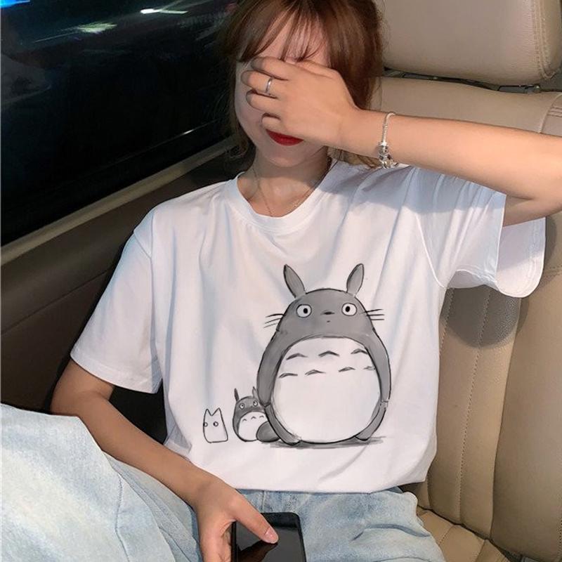 New Totoro T Shirt Women Studio Ghibli Kawaii 90S Graphic T-Shirt Harajuku Miyazaki Hayao Ullzang Tshirt Top Tees Female