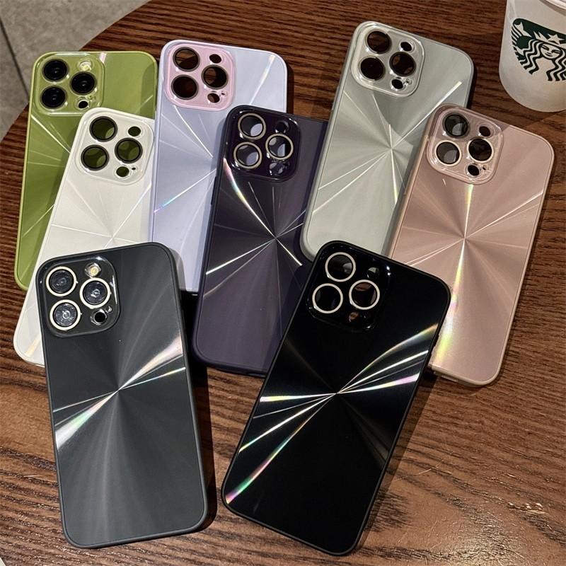 Comes with lens film, suitable for Apple 16promax mobile phone case iphone15 Aurora colorful anti-fingerprint CD pattern