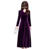 Elegant Velvet Long Qipao Dress – Over-Knee, Stylish, Thickened for Spring, Autumn, Winter.