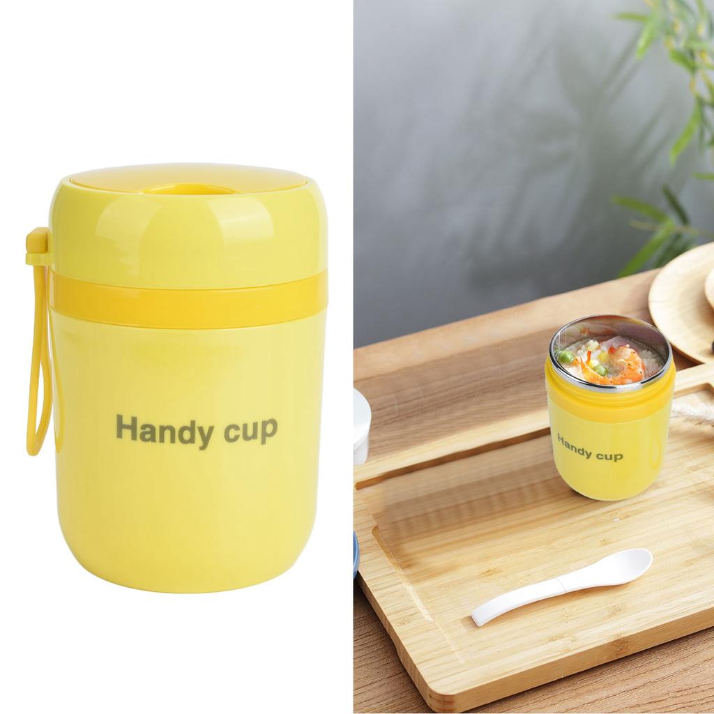 Insulated Soup Containers 500ml Double Anti Scald Heatable Insulated Food Container with Foldable Spoon for School