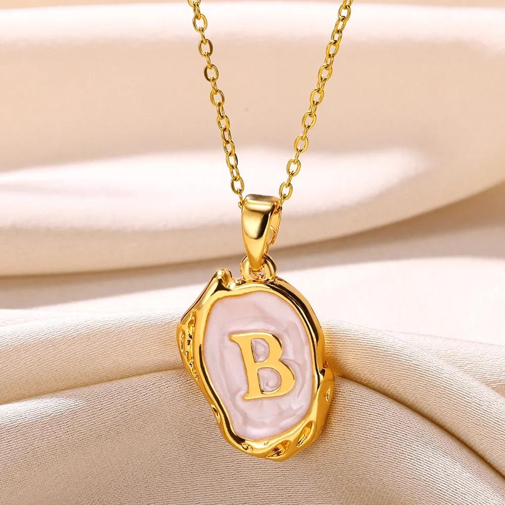 Y2K Metal Drip Oil 26 Letter Necklaces for Women Men Alphabet A-Z Initials Pendant Necklace Aesthetic Jewelry Gift