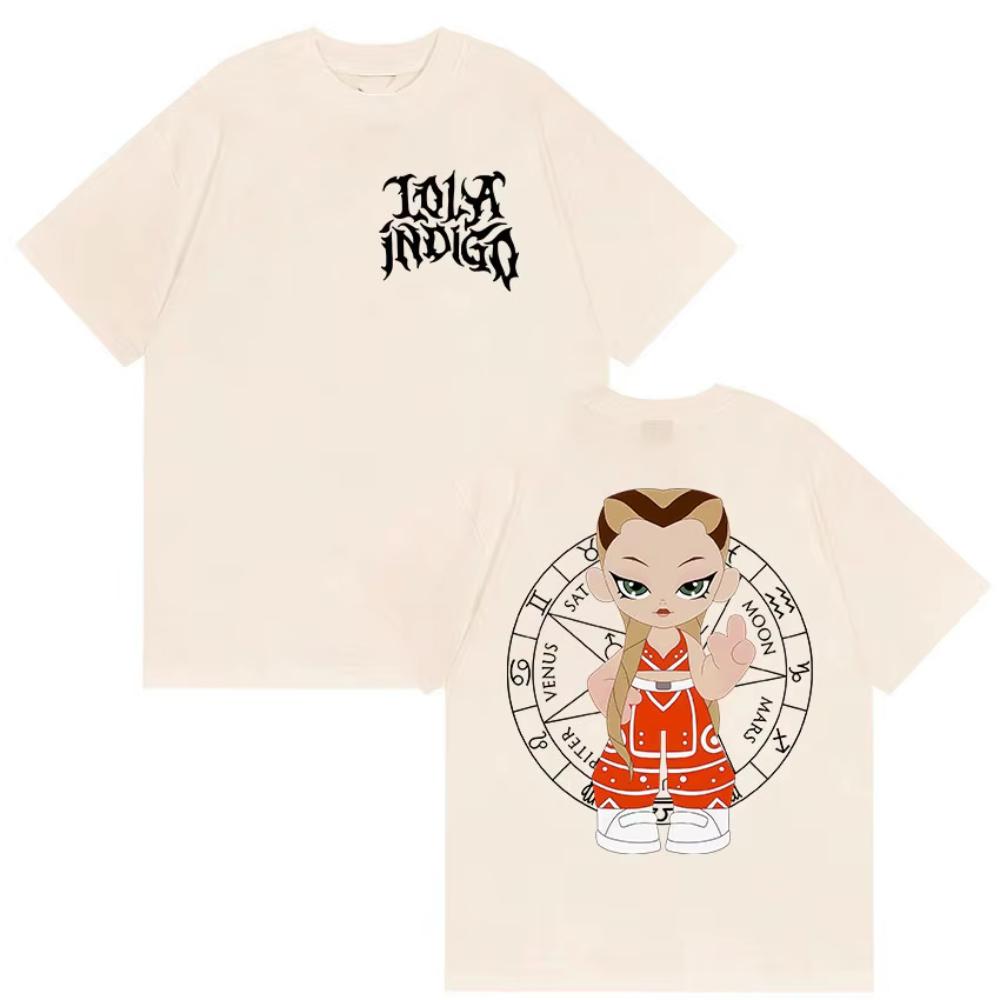 Singer Lola Indigo Tour 2025 Merch T-Shirt Men Women Harajuku High Quality Vintage T-shirts Casual Oversized Cotton Tops T Shirt