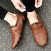 Fashion Genuine Leather Men Casual Shoes Handmade Italian Soft Hollow Out Leather Shoe for Men Breathable Summer Driving Shoes Zapatos