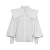 European Winter French-Style Peter Pan Collar Shirt for Women - Trendy White Commuting Top