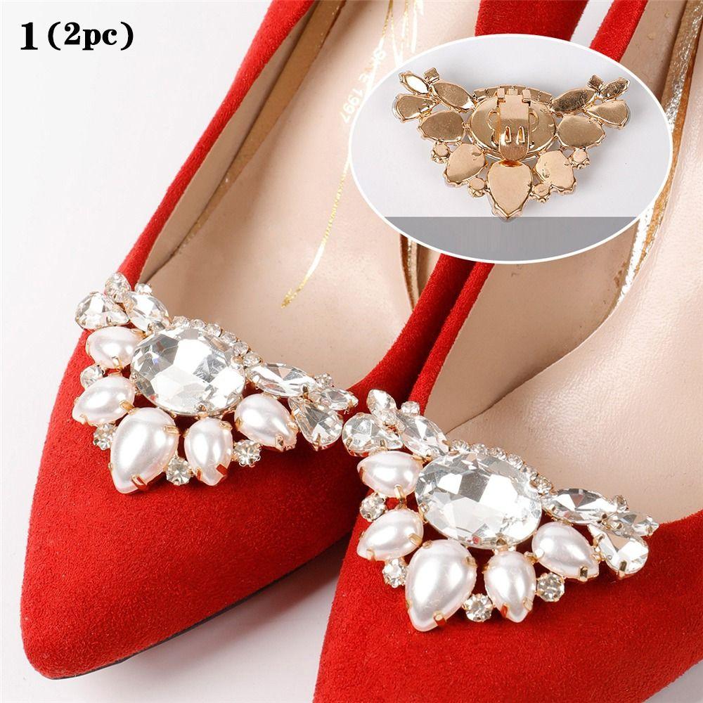 2pcs Women Lady Rhinestones Crystal Bride Shoes Charm Buckle Charms Jewelry Shoe Clip Shoes Decorations