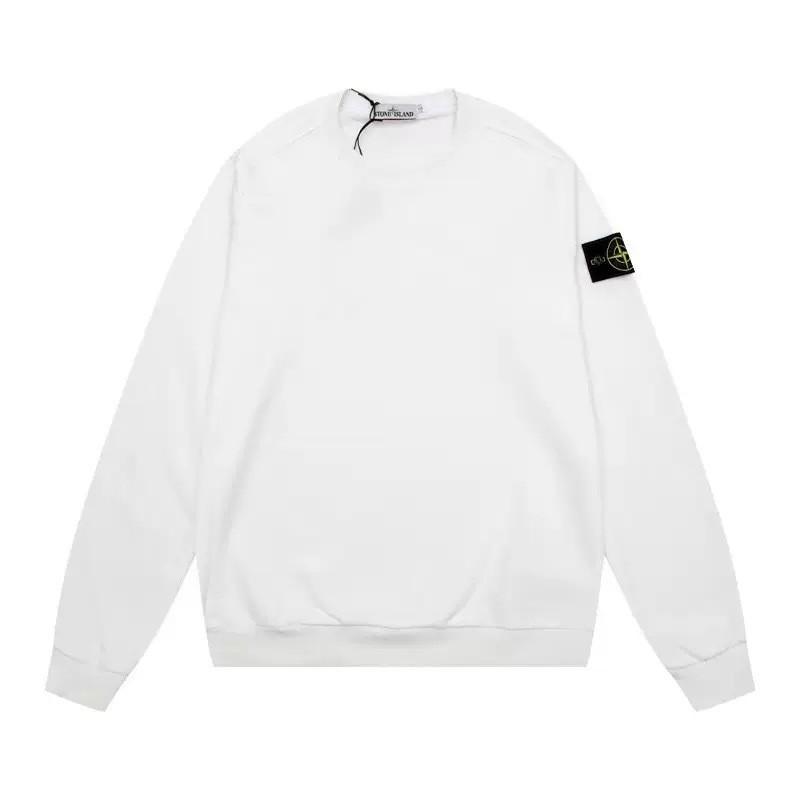Classic Stone Island Solid Color Crewneck Sweatshirt Badge Long Sleeve Loose Fit Couples
