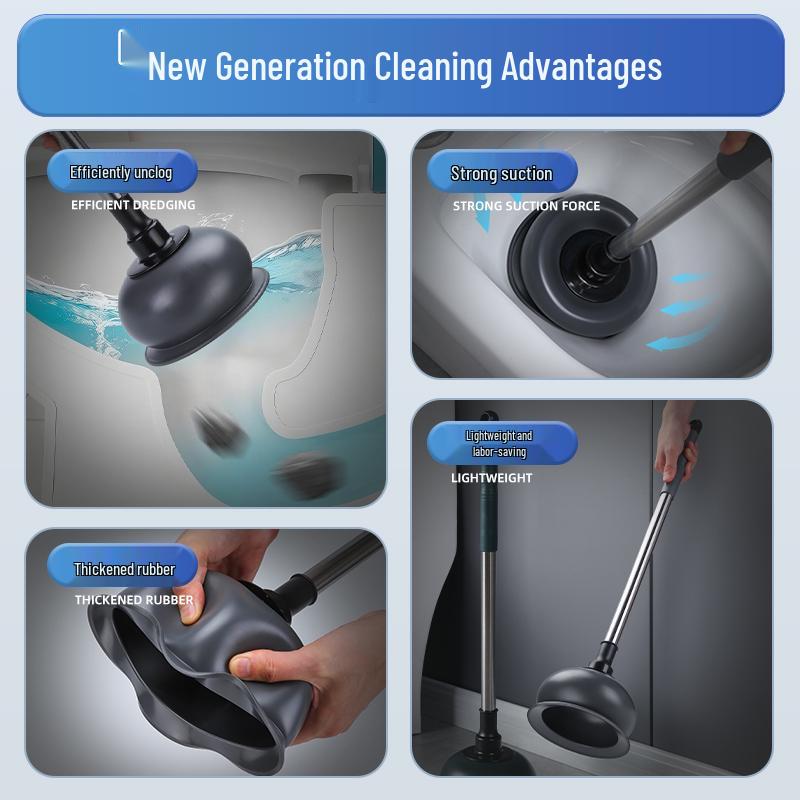 Super Suction Toilet Plunger: One Shot Pipe Dredger