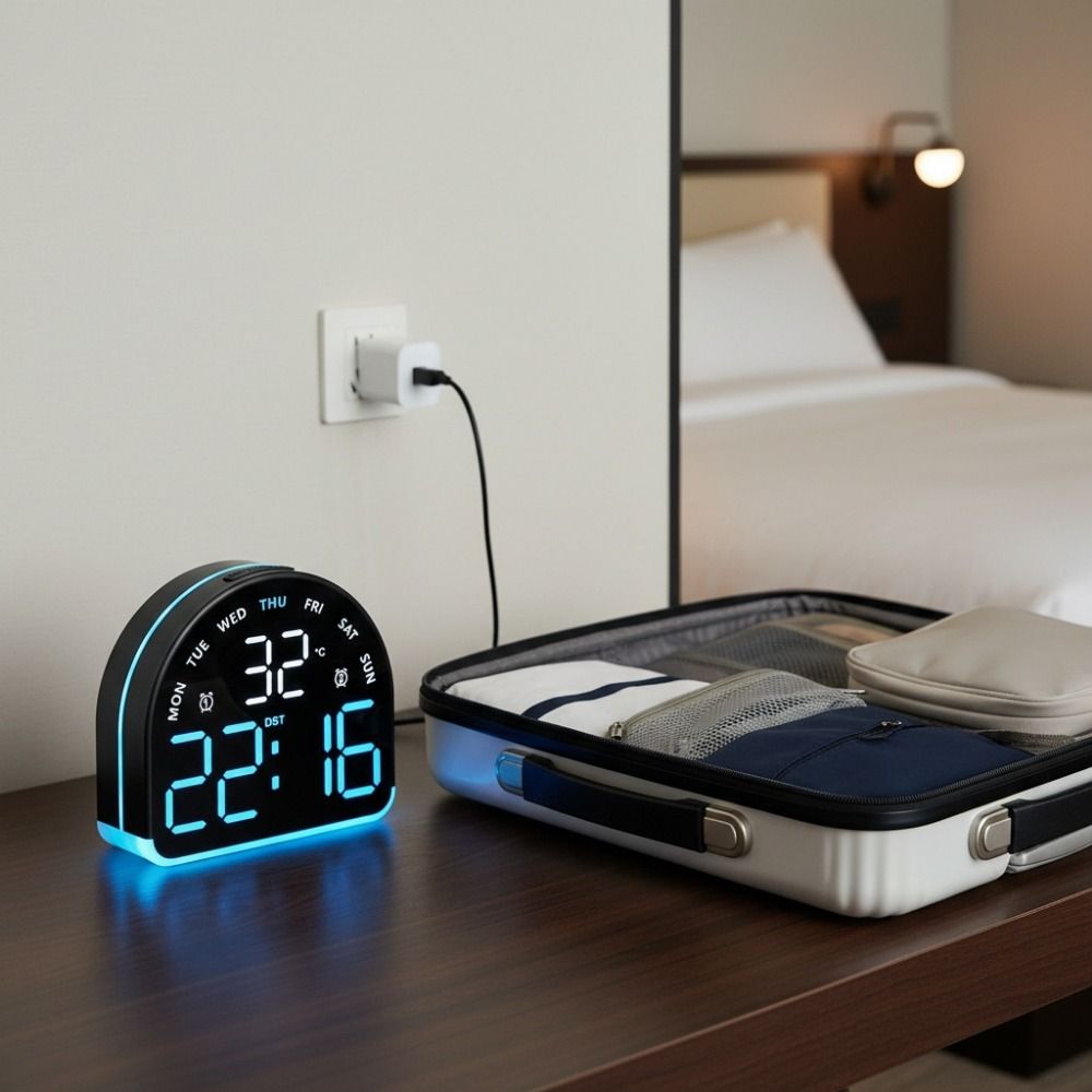 Ambient Light Digital Alarm Clock Temperature Display Desktop Clock LED Clock  Bedroom Use