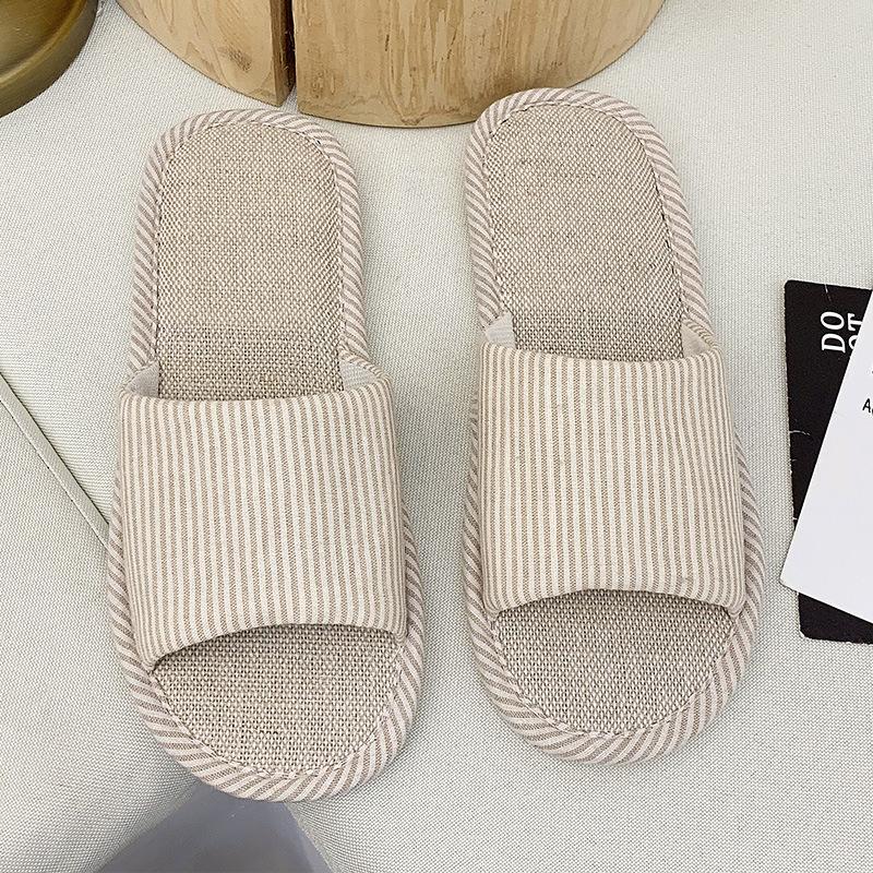 Linen cool slippers women's summer indoor silent non-slip home home couple home indoor cotton and linen men's comfort