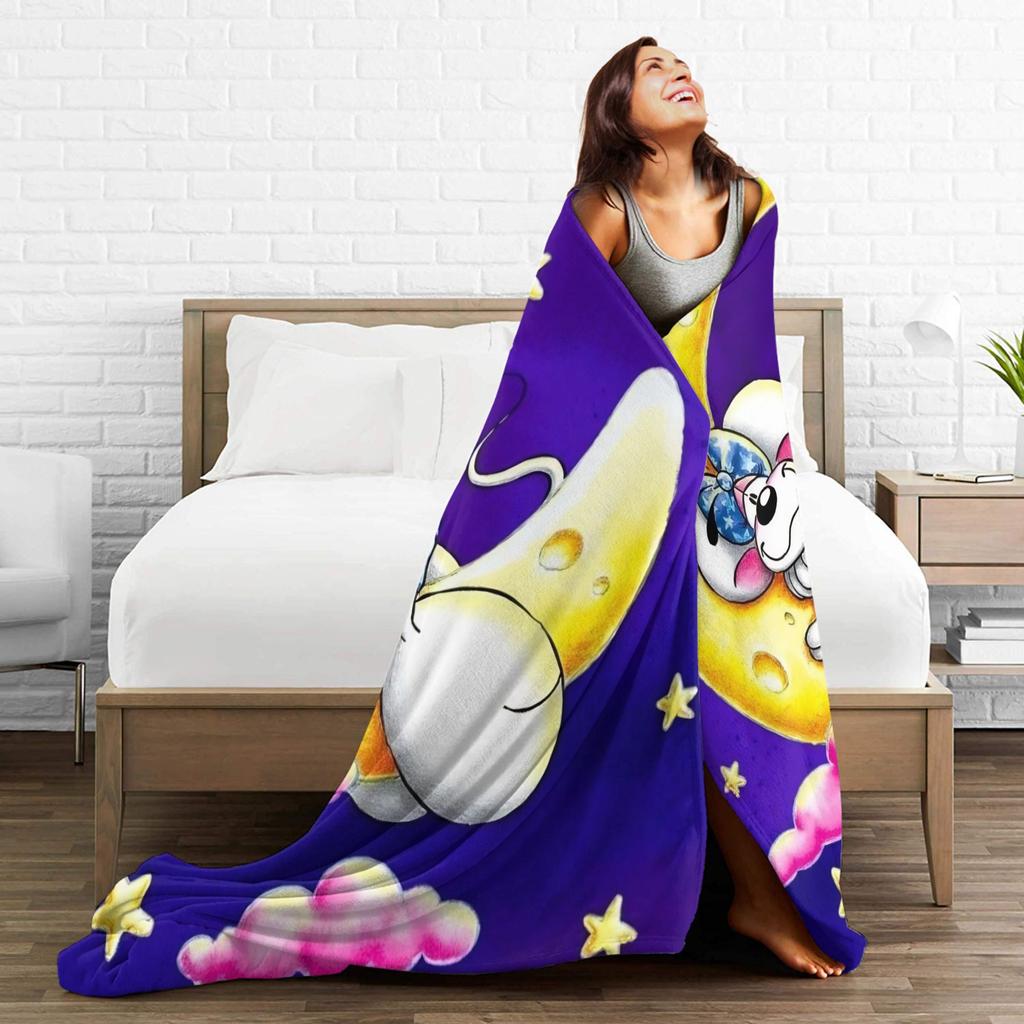 Carino Diddl Coperta Super Calda Coperta in Peluche per Bambini Morbida Copriletto in Flanella per Soggiorno Copri Divano Letto