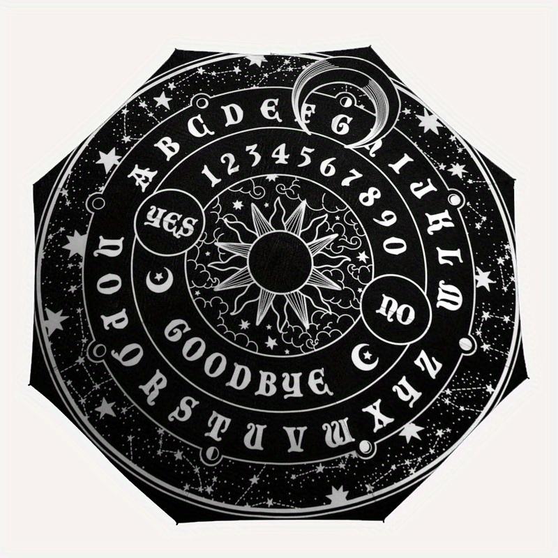 Spirit Board Ouija Divination Game Mat Black White Round TableclothUmbrella, Portable 3-Fold Umbrella for Men & Women,Christmas Gift ES268