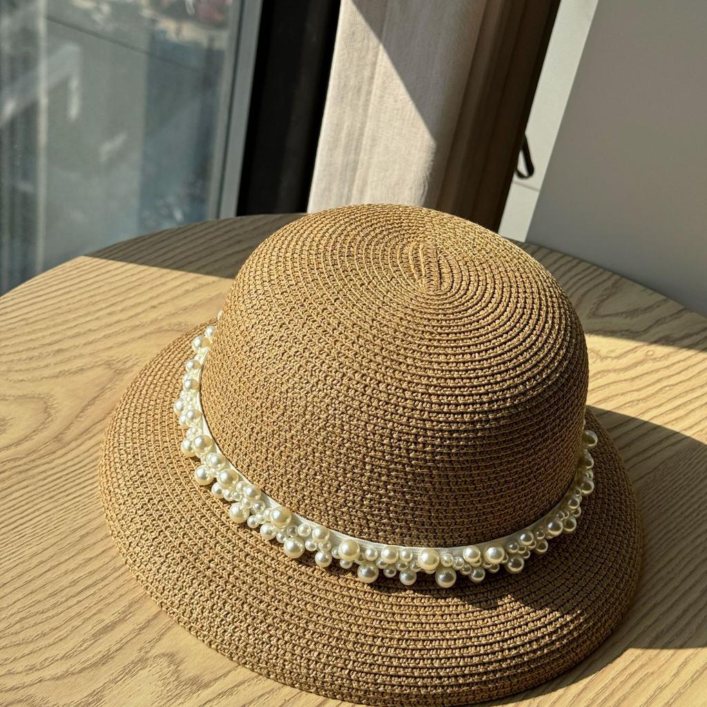 New Summer Travel Female Pearl Straw Hat Beach Sun Casual Sun Hat Summer
